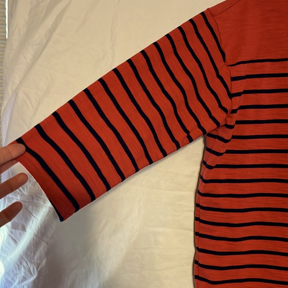 3/$15 Old Navy 3/4 Sleeve Top- Coral with Navy Stripes - Picture 4 of 4